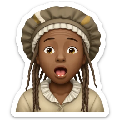 Make a African American with dreads and a bonet yawning sticker
