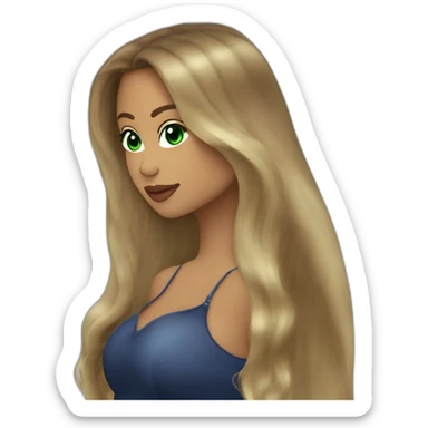 Romeo santos kiss-kiss girl green eyes and very long dark blond hair sticker