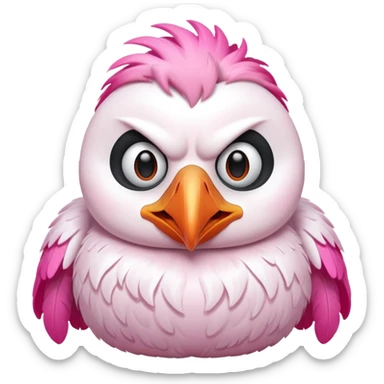 pink puffin angry steam sticker