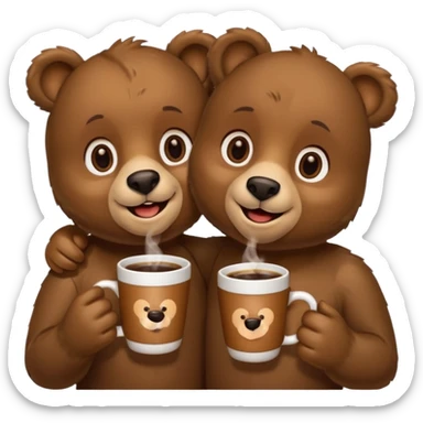 bears drinking coffee  sticker