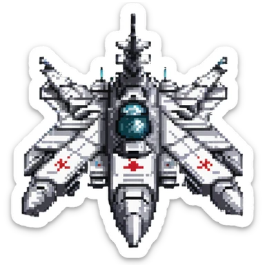 massive battleship-style space cruiser with weapon turrets sticker