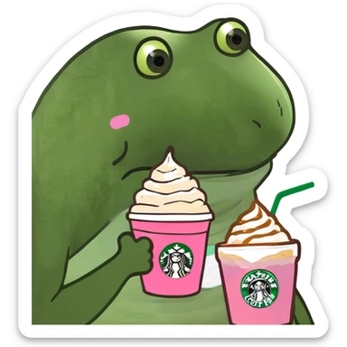 Pink Starbucks drink with Carmel and whipped crème sticker