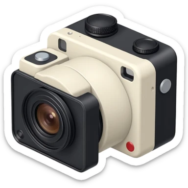 elevated 3/4 top-down isometric camera angle (≈30–35°),
camera positioned above and angled downward, sticker