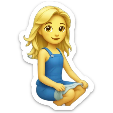 Cascade d'eau avec une petite fille sticker