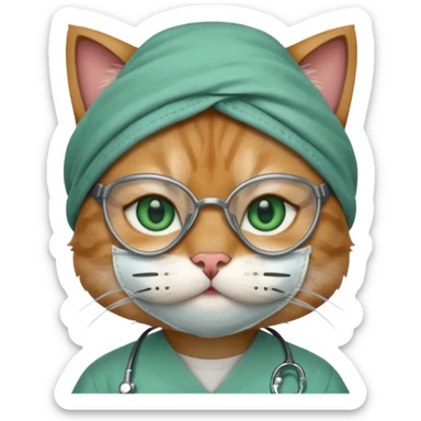 doctor cat, surgeon mask sticker