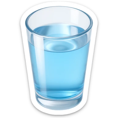 glass of water with reflections, skeuomorphism style sticker