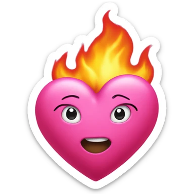 Pink heart burning with a pink fire sticker