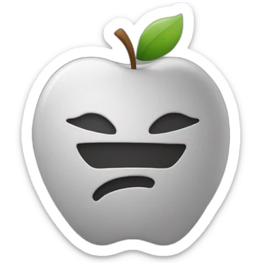 an apple emoji, a silohuette of a person, with a question mark on their face  sticker