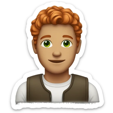 Red haired green eyed brown skinned man sticker