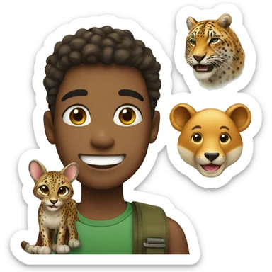boy smiling with wild animal sticker