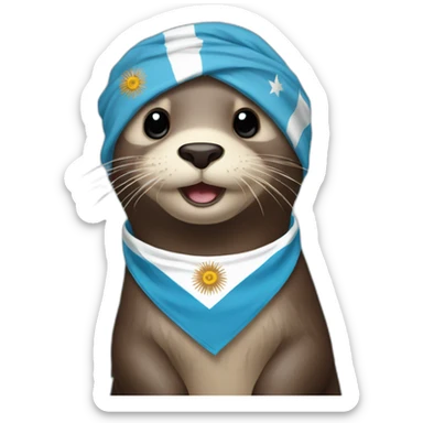 otter with a bandana of the flag of Argentina sticker