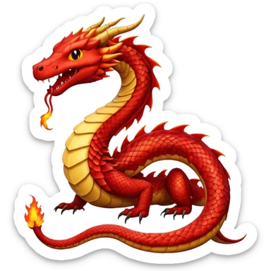 Red dragon with fire full in snake model sticker