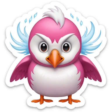 pink puffin angry steam sticker