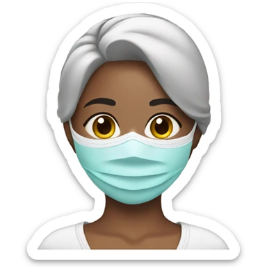 Girl with beauty face mask sticker