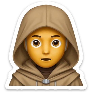 Jedi wearing hood emoji eyes covered by hood sticker