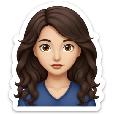 mujer pelo ondulado largo color marron oscuro, ojos marrones oscuros sticker