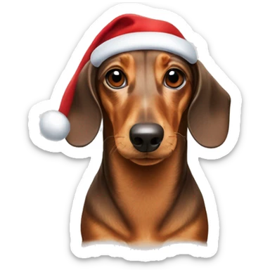 A dachshund in a Santa Claus hat sticker