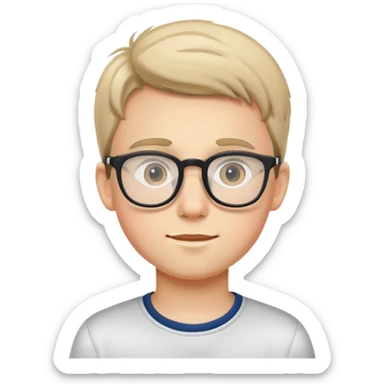 realistic portrait of boy with glasses sticker