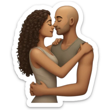 A indian race man with shaved head kissing a indian woman with curly hair short, Who embrace each other tenderly sticker