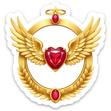 3st place award number in frame decorated with golden angel  wings and rubby stone sticker