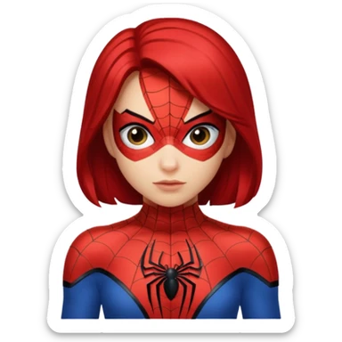 A girl wearing a Spider-Man costume sticker