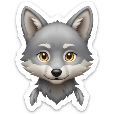 Wolf pup with soft fur and alert ears, half body sticker