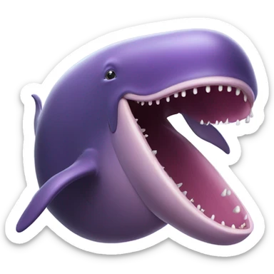 purple sperm whale with open mouth sticker