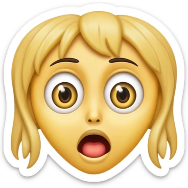 Emoji, surprised, scared, mouth twistes s-shape, big eyes sticker