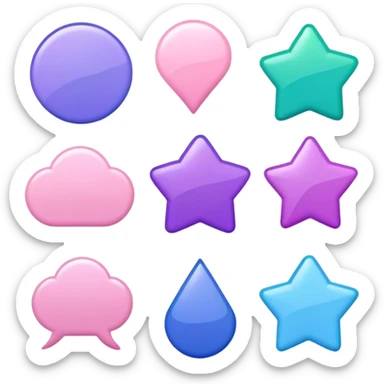 Set of light pink, purple, blue and green paper stickers sticker