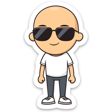 Tan bald man with sunglasses  sticker