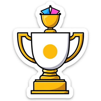 Trophy with confetti celebration for good job sticker