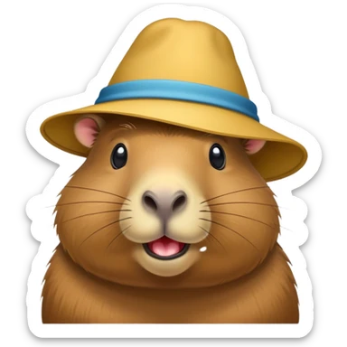 cappybara with a funny hat sticker