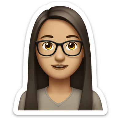 Brunette, straight hair, medium length, brown eyes, sometimes I can wear glasses sticker