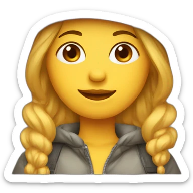 Femme en doudoune et bonnet sticker