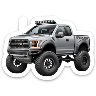 Gray Ford F-150 Raptor with Fox Shocks 3.0 Race Series Front & Rear sticker