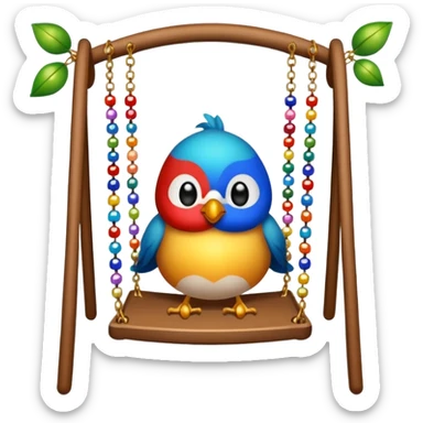 Swing with beads and bells for bird, birds wont sit right sticker