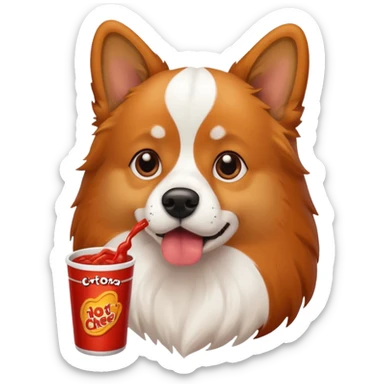 A dog watching hot Cheeto  sticker