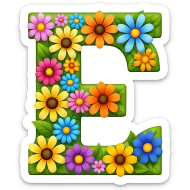 number 7 formed from a variety of flowers sticker