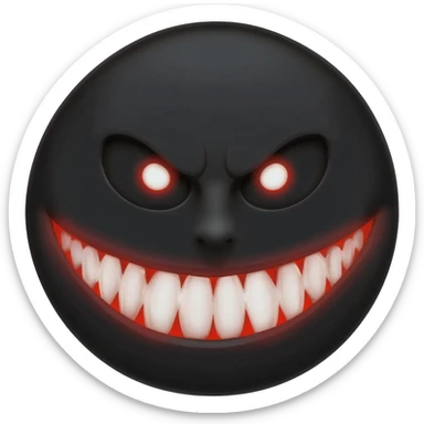 generate a black scary anime smile in 112 x 112 format with a transparent background sticker