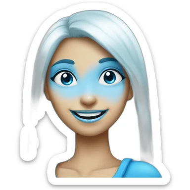 smiling girl with blue skin like smurf sticker