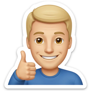 caucasian man giving a thumbs up, emoji style sticker