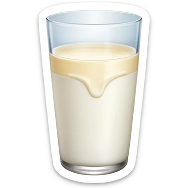 the drink is white, The bottom and mouth of the glass are the same width and There is only white liquid inside,photo realistic sticker