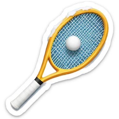 Tennis racket with a snow ball sticker