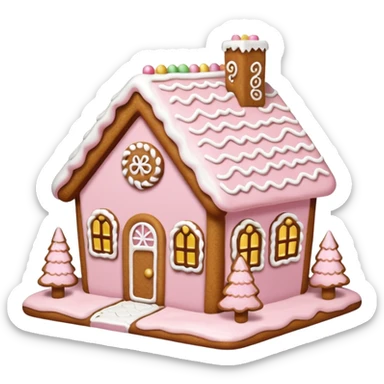 light pink and gold and white gingerbread house sticker