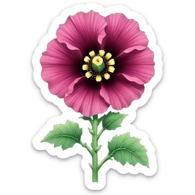 black hollyhock flower sticker