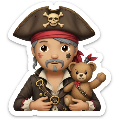 Pirate with teddy bear toy  sticker