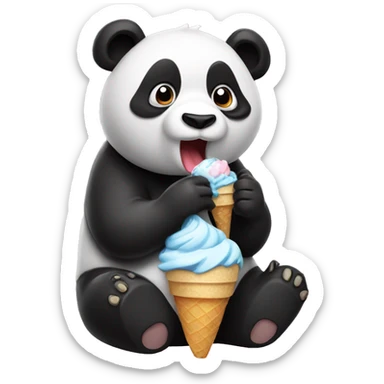 Panda eating ice cream sticker