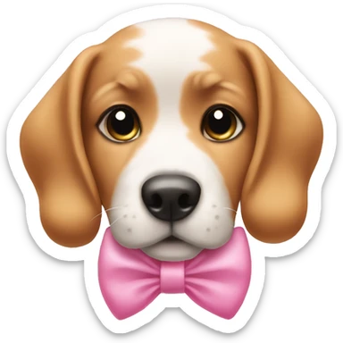 Cute dog wearing a pink bow on its ear  sticker