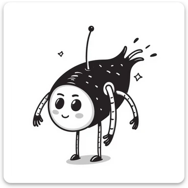 a robot shaped like a sushi roll, with LED eyes, tentacle sticks and soy sauce dripping like wires sticker