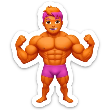 Muscle Orange Fruit Character Strongest Wear Magenta Brief sticker